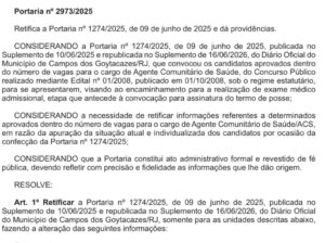 Prefeitura de Campos convoca aprovados em concurso do PSF de 2008