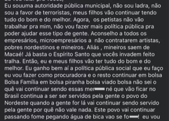 Polícia investiga procuradora de Macaé que atacou eleitores do PT e pediu que empresas não contratem “artistas, pobres nordestinos e mineiros”